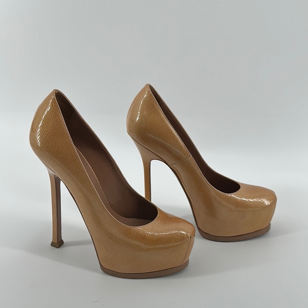 Yves Saint Laurent Tan Stiletto Heels with Platform Size 35.5 - Picture 3 of 13